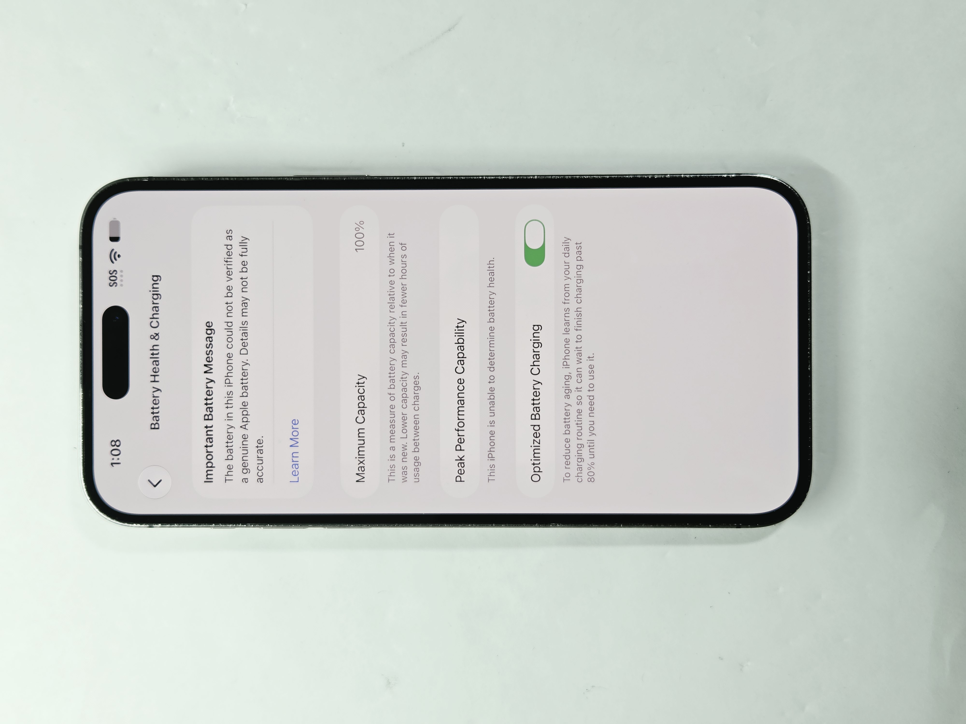iPhone 14 Pro Max · Deep Purple · 128 GB · Used · Excellent · Battery Health: 100% · Refurbished — photo 3 of 4