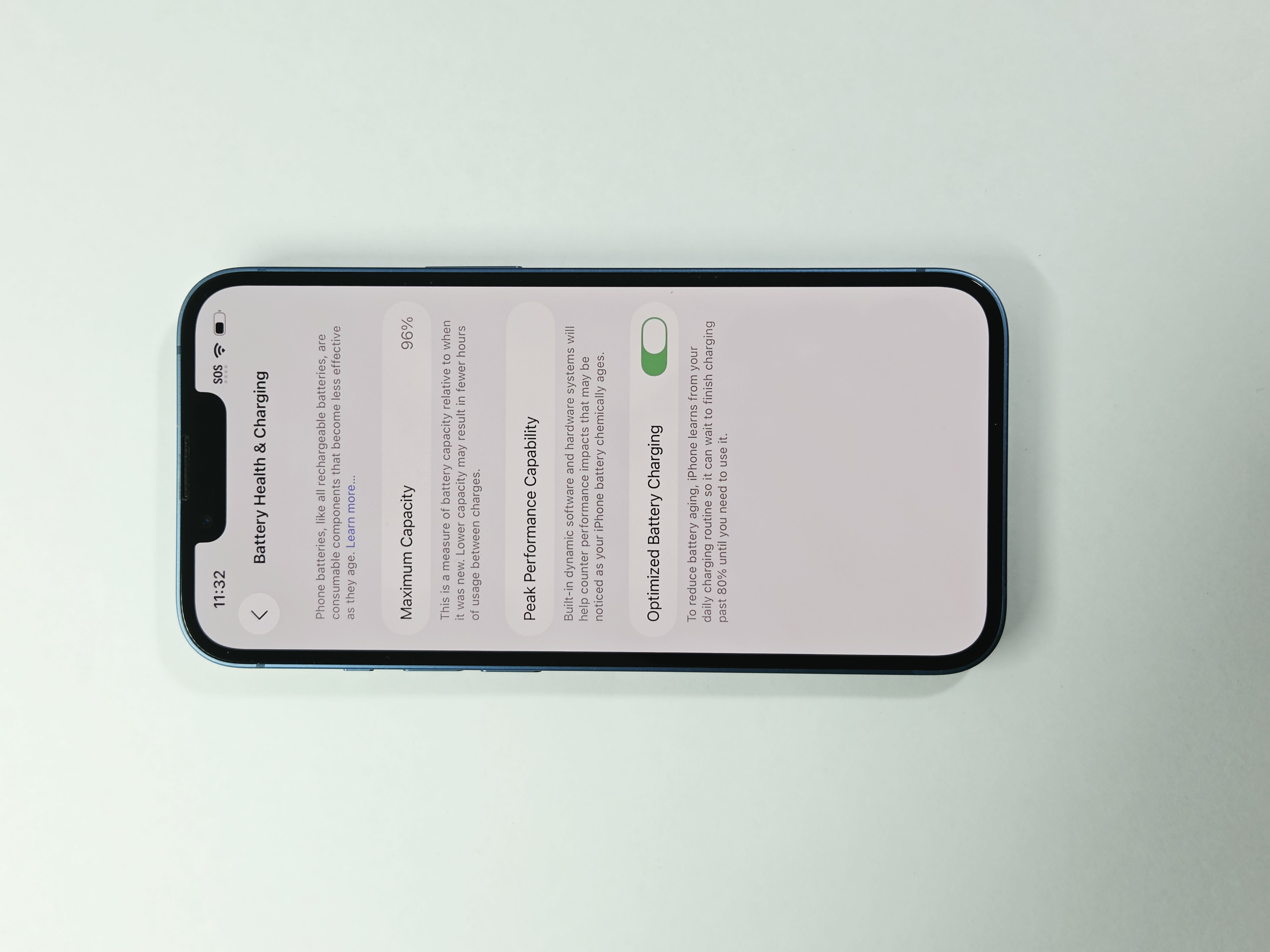 iPhone 13 · Blue · 128 GB · Used · Like New · Battery Health: 96% — photo 3 of 4