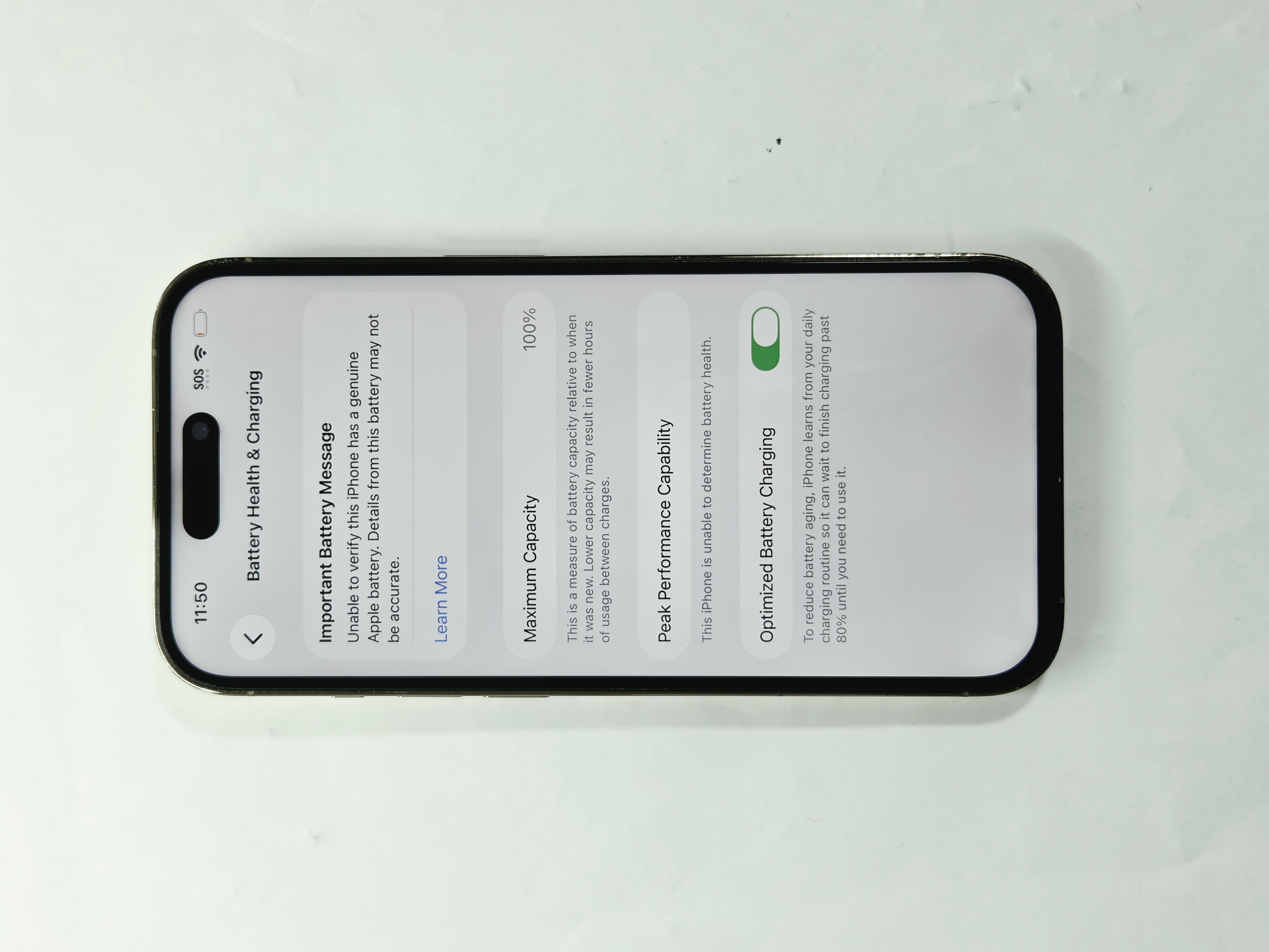 iPhone 14 Pro · Gold · 128 GB · Used · Like New · Battery Health: 100% · Refurbished — photo 3 of 4