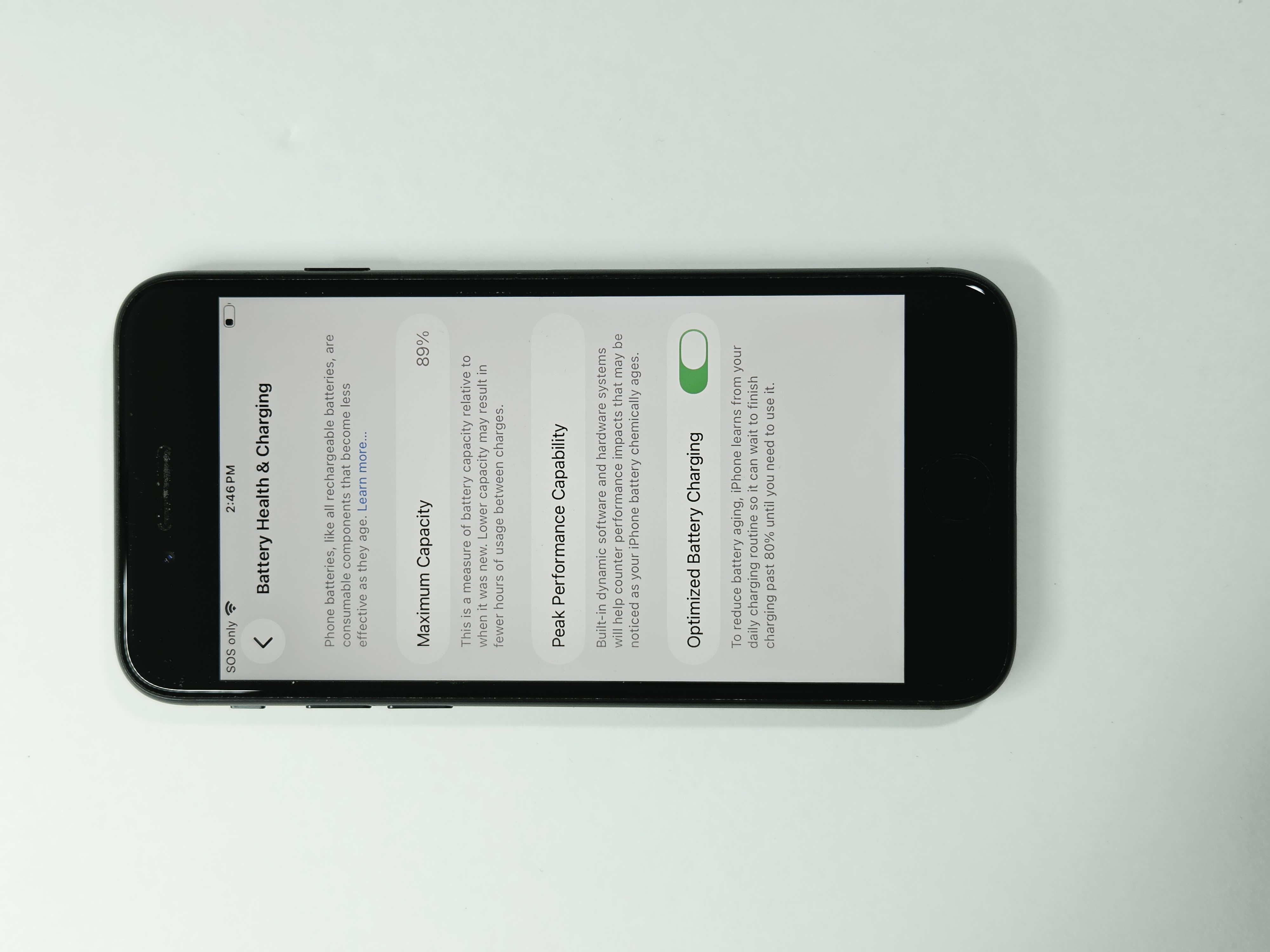 iPhone SE (2022) · Midnight · 64 GB · Used · Excellent · Battery Health: 89% — photo 3 of 4