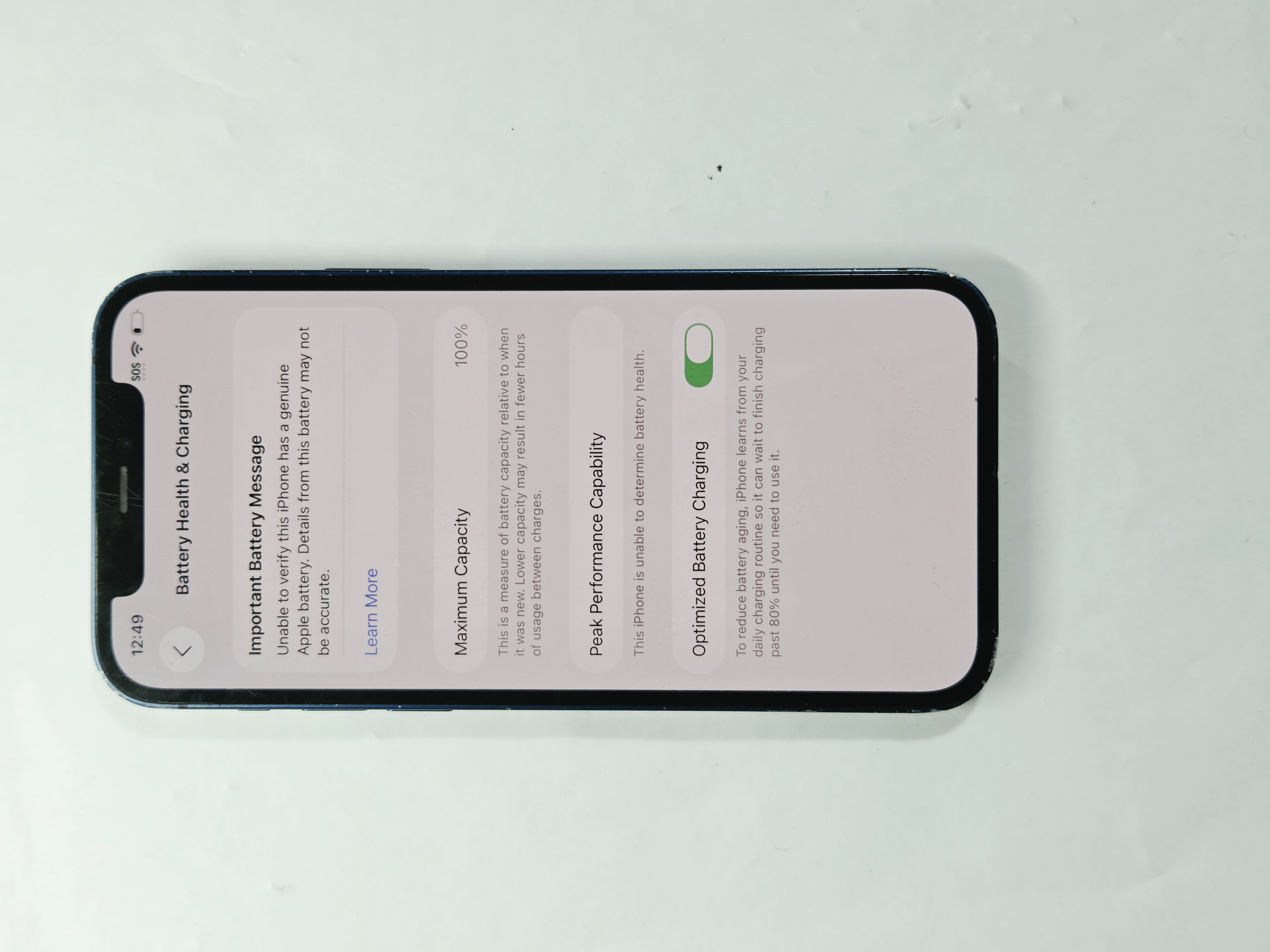 iPhone 12 · Blue · 64 GB · Used · Good · Battery Health: 100% · Refurbished — photo 3 of 4