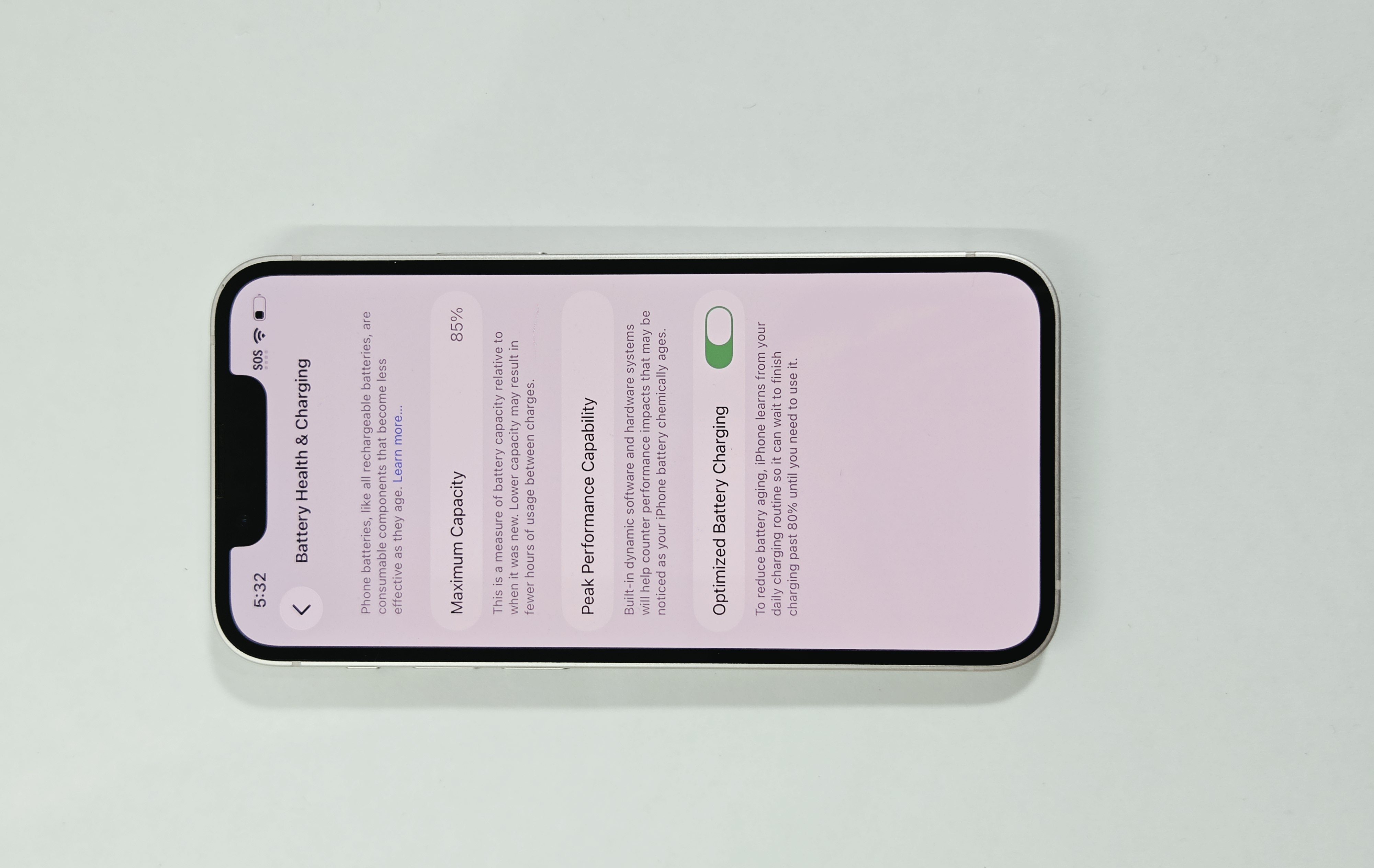iPhone 13 mini · Pink · 128 GB · Used · Excellent · Battery Health: 85% · Previous Repairs — photo 3 of 4
