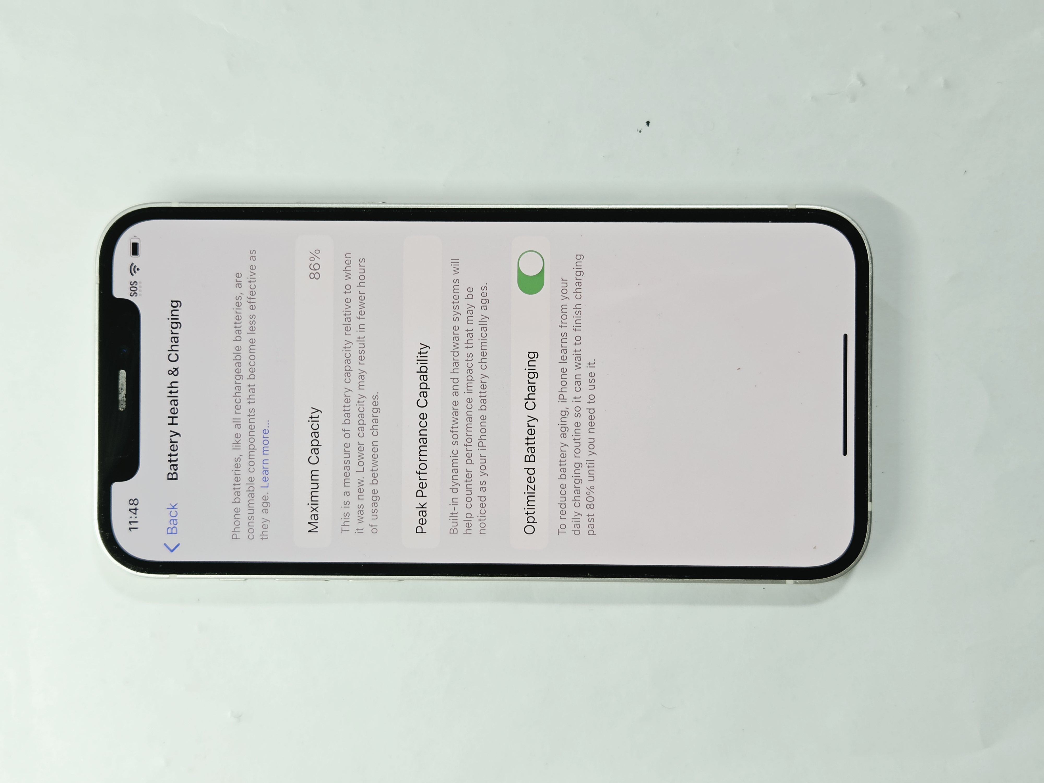 iPhone 12 · White · 128 GB · Used · Like New · Battery Health: 86% — photo 3 of 4
