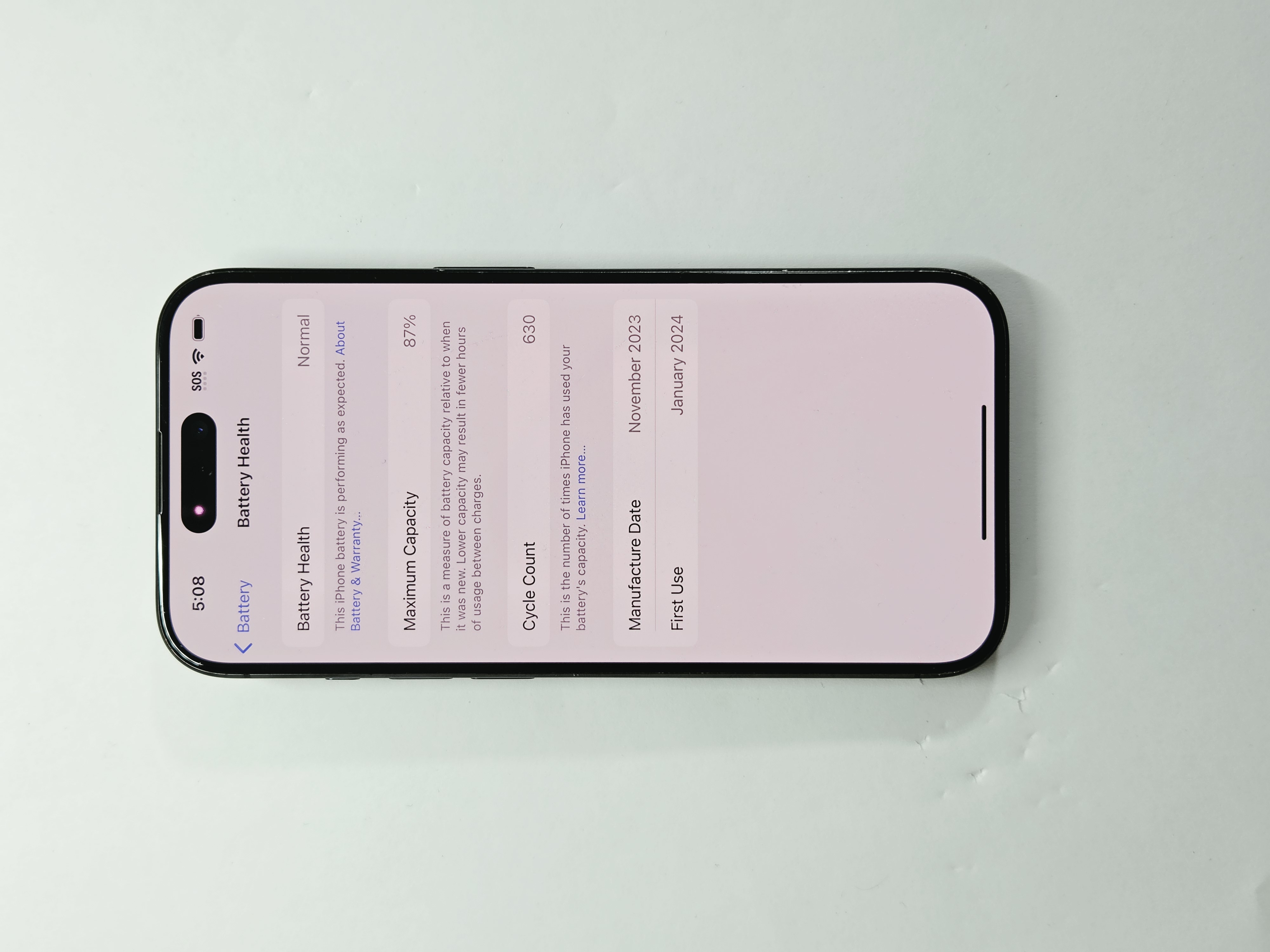 iPhone 15 Pro · Blue Titanium · 128 GB · Used · Excellent · Battery Health: 87% — photo 3 of 4