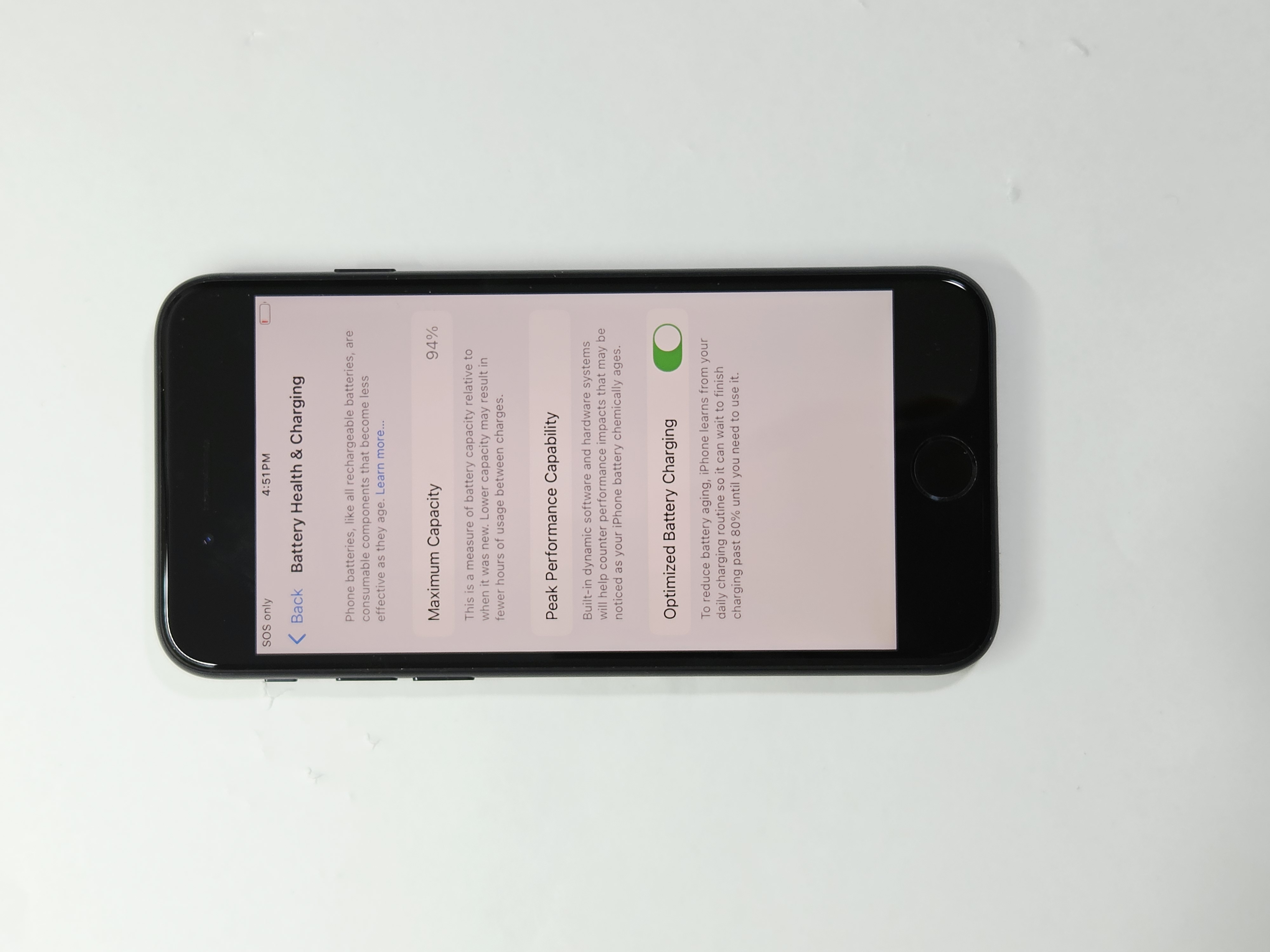 iPhone SE (2022) · Midnight · 64 GB · Used · Like New · Battery Health: 94% — photo 3 of 4