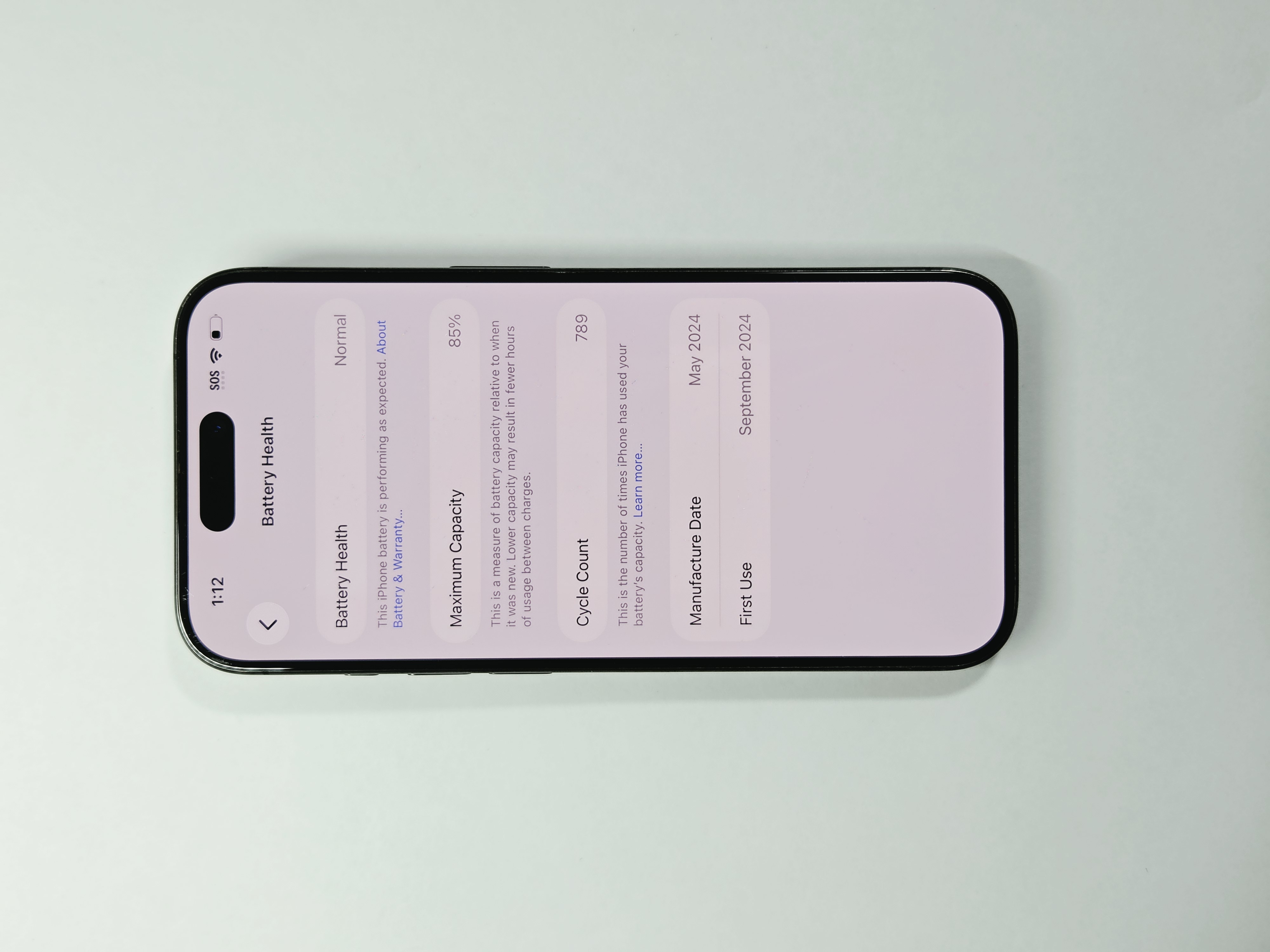 iPhone 15 Pro · Black Titanium · 256 GB · Used · Excellent · Battery Health: 85% — photo 3 of 4
