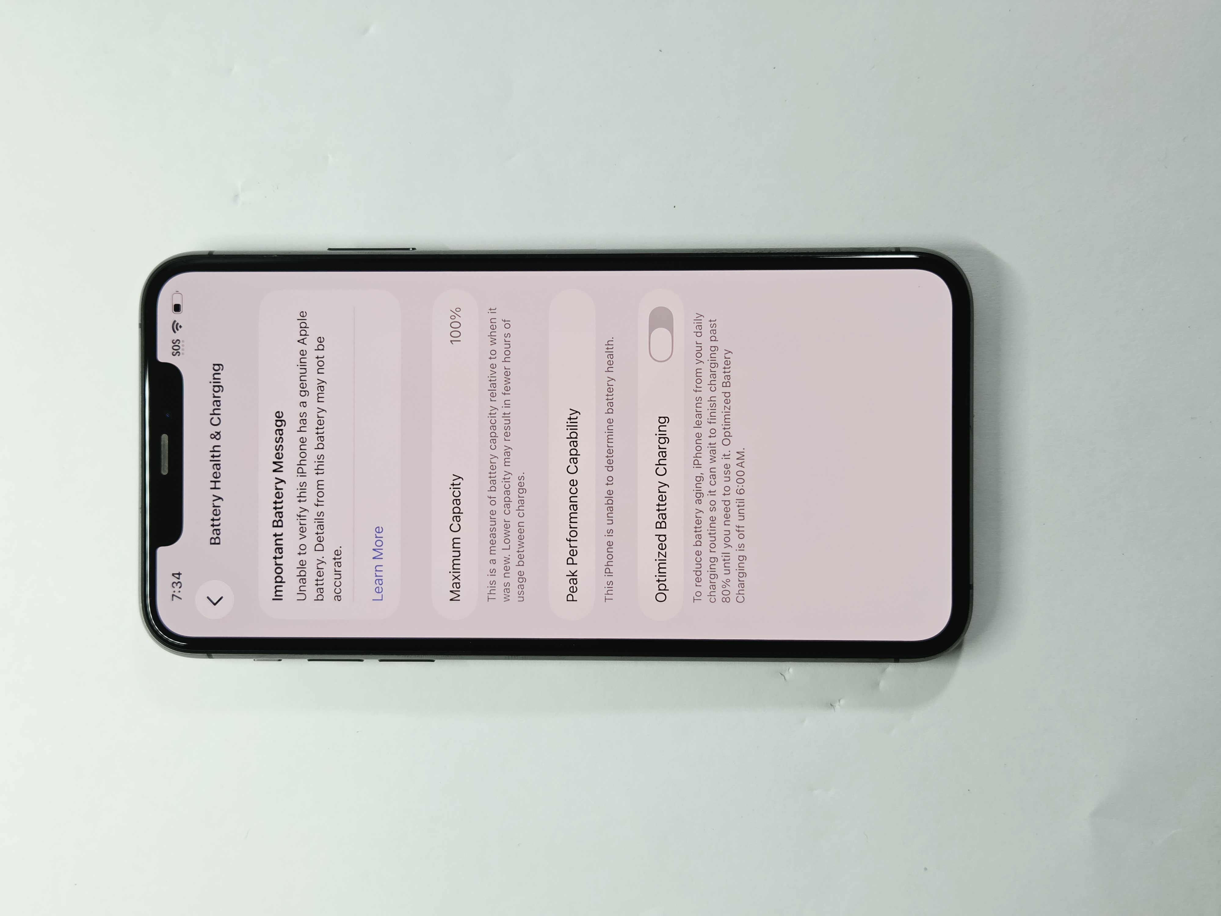 iPhone 11 Pro Max · Space Gray · 64 GB · Used · Like New · Battery Health: 100% · Refurbished — photo 3 of 4