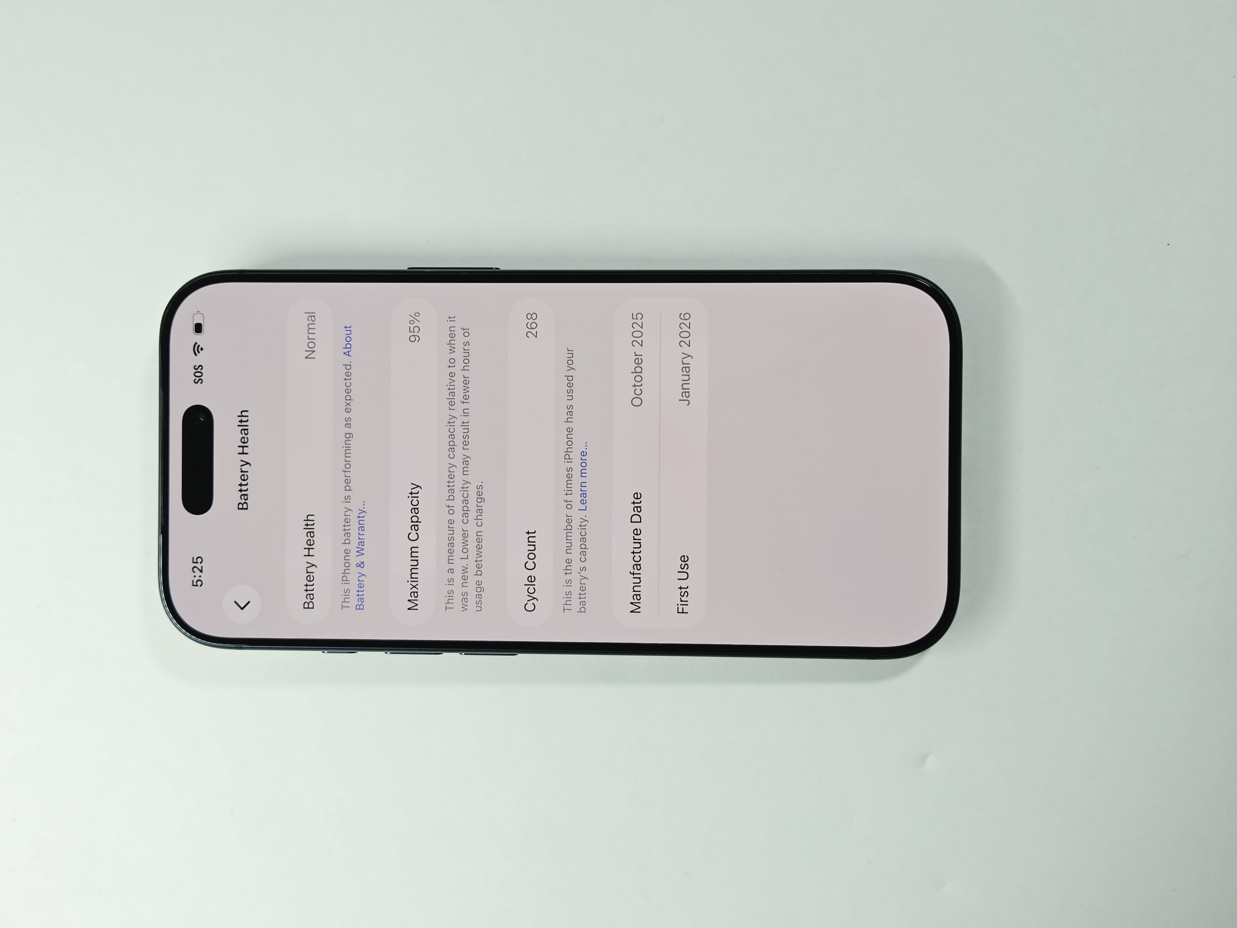 iPhone 17 Pro · Deep Blue · 1 TB · Used · Like New · Battery Health: 95% — photo 3 of 4