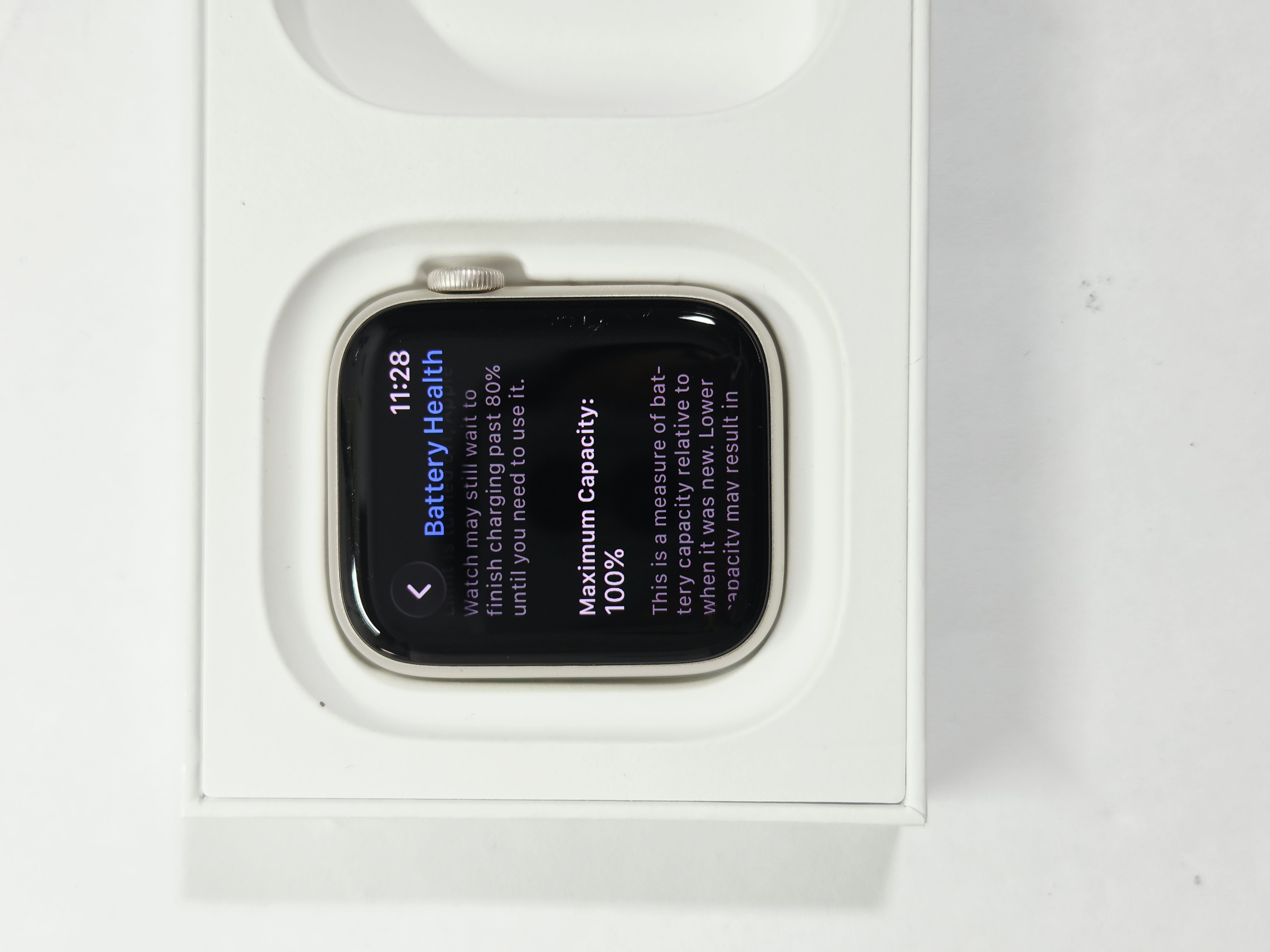 Apple Watch SE (3rd Generation) · Starlight · 64 GB · Used · Excellent · Battery Health: 100% — photo 3 of 4