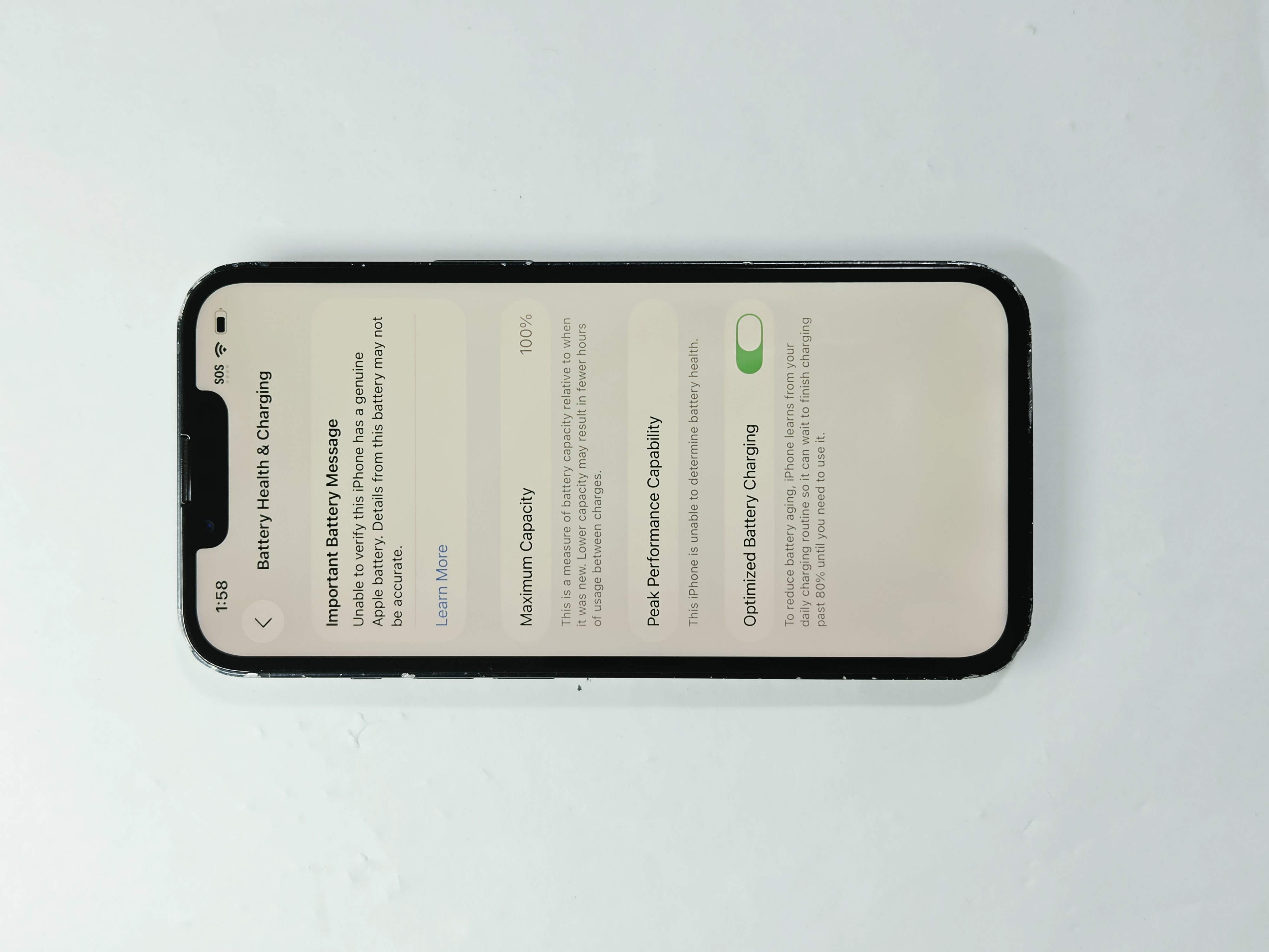 iPhone 13 · Midnight · 128 GB · Used · Good · Battery Health: 100% · Refurbished — photo 3 of 4