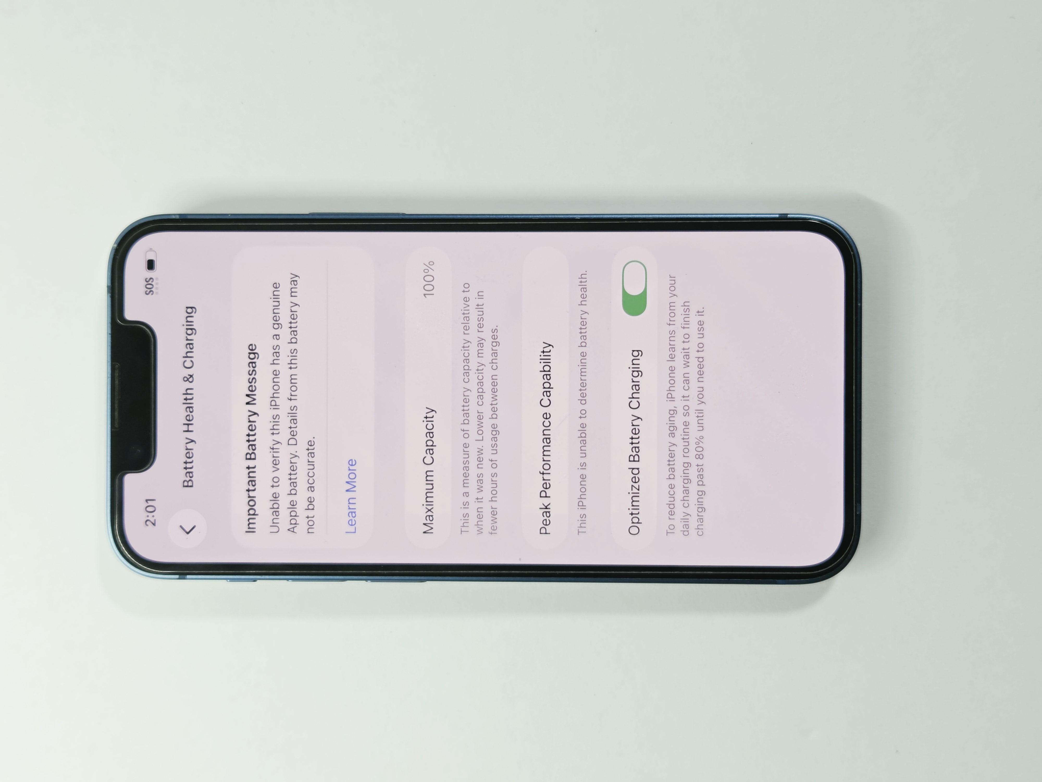 iPhone 13 mini · Blue · 128 GB · Used · Like New · Battery Health: 100% · Refurbished — photo 3 of 4