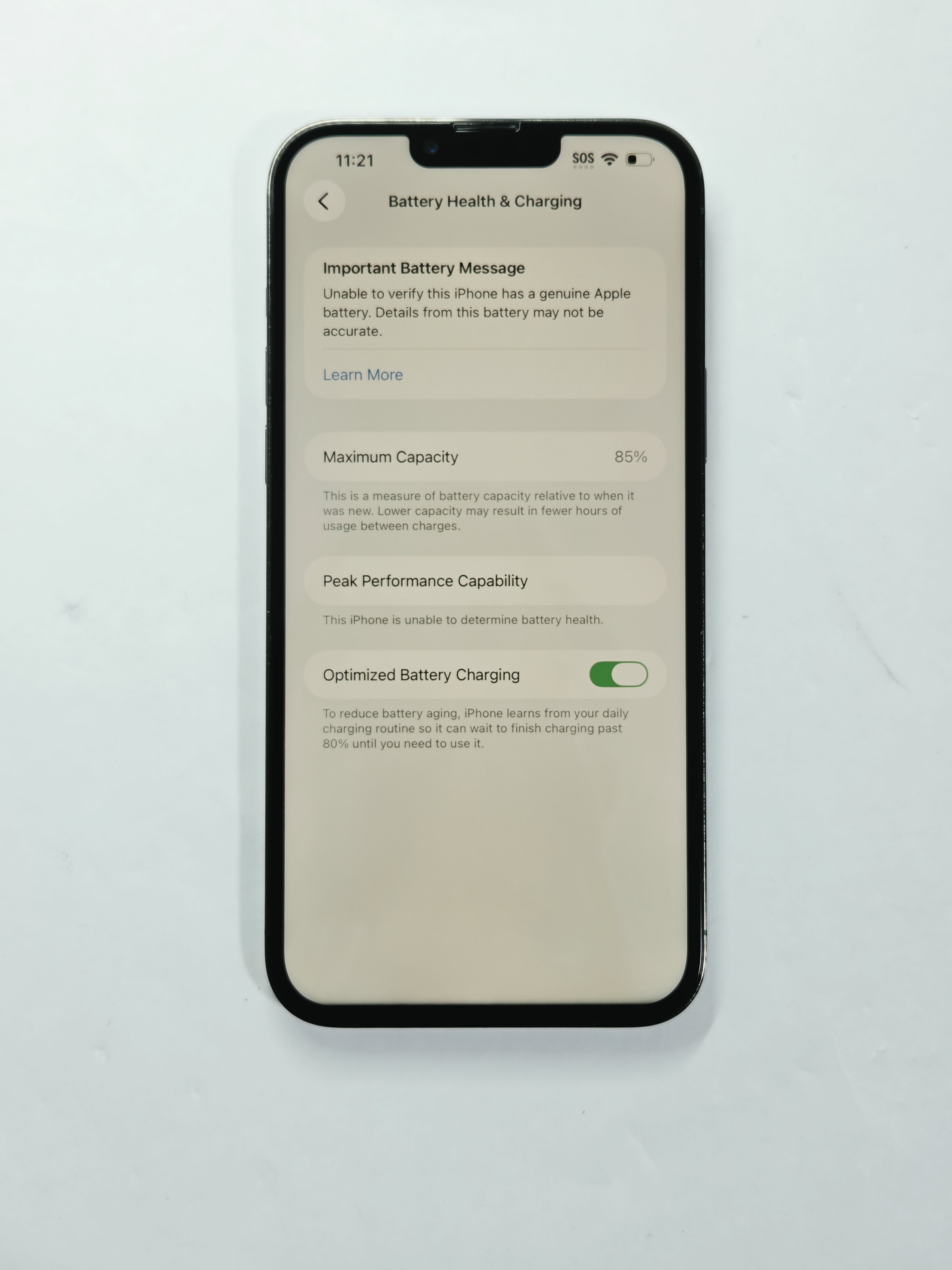 iPhone 13 Pro Max · Alpine Green · 128 GB · Used · Excellent · Battery Health: 85% · Refurbished — photo 3 of 4