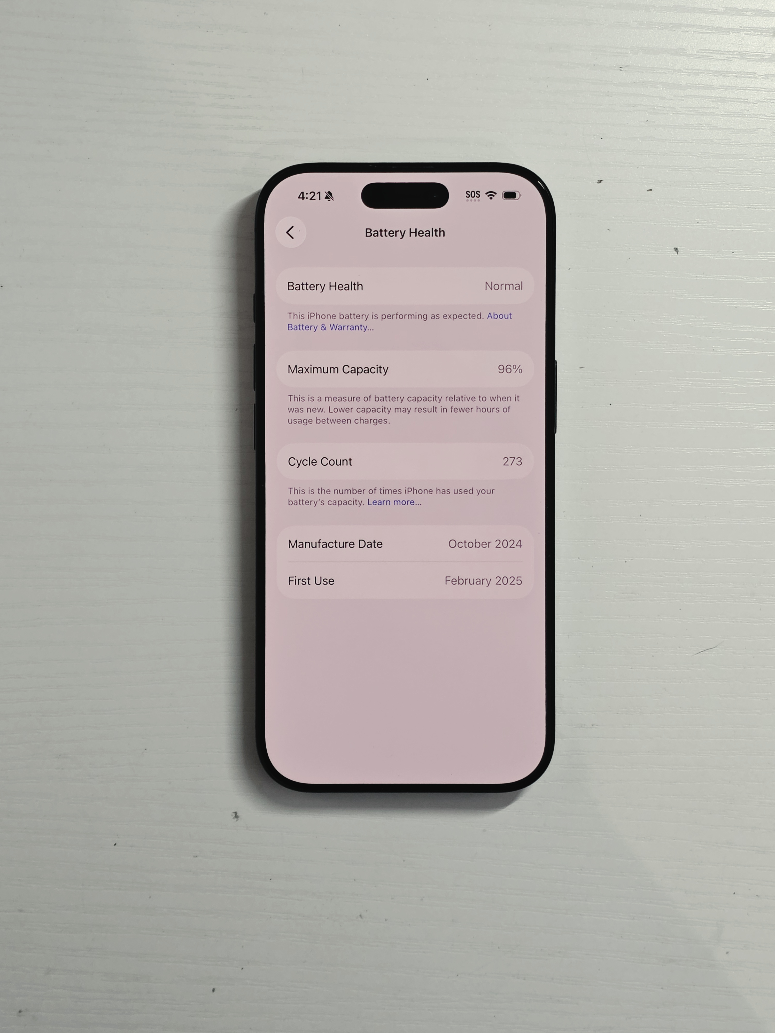 iPhone 16 Pro · Black Titanium · 128 GB · Used · Like New · Battery Health: 96% — photo 3 of 4