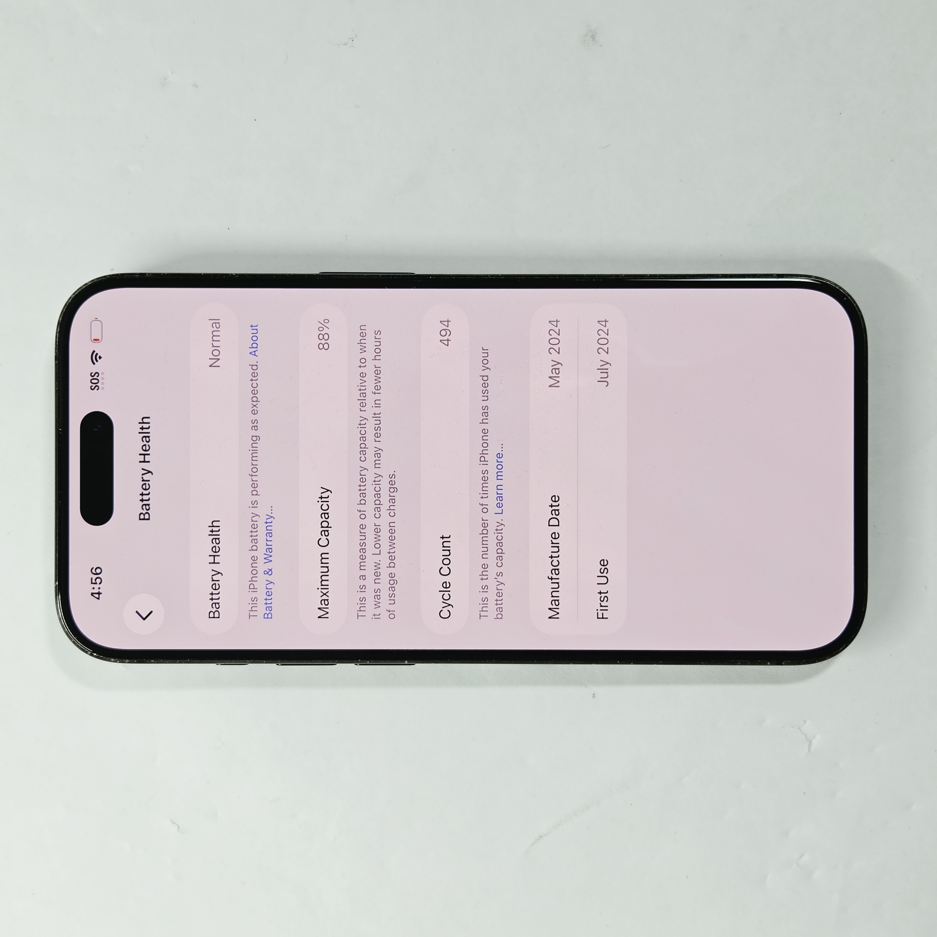 iPhone 15 Pro · Black Titanium · 256 GB · Used · Excellent · Battery Health: 88% — photo 3 of 4