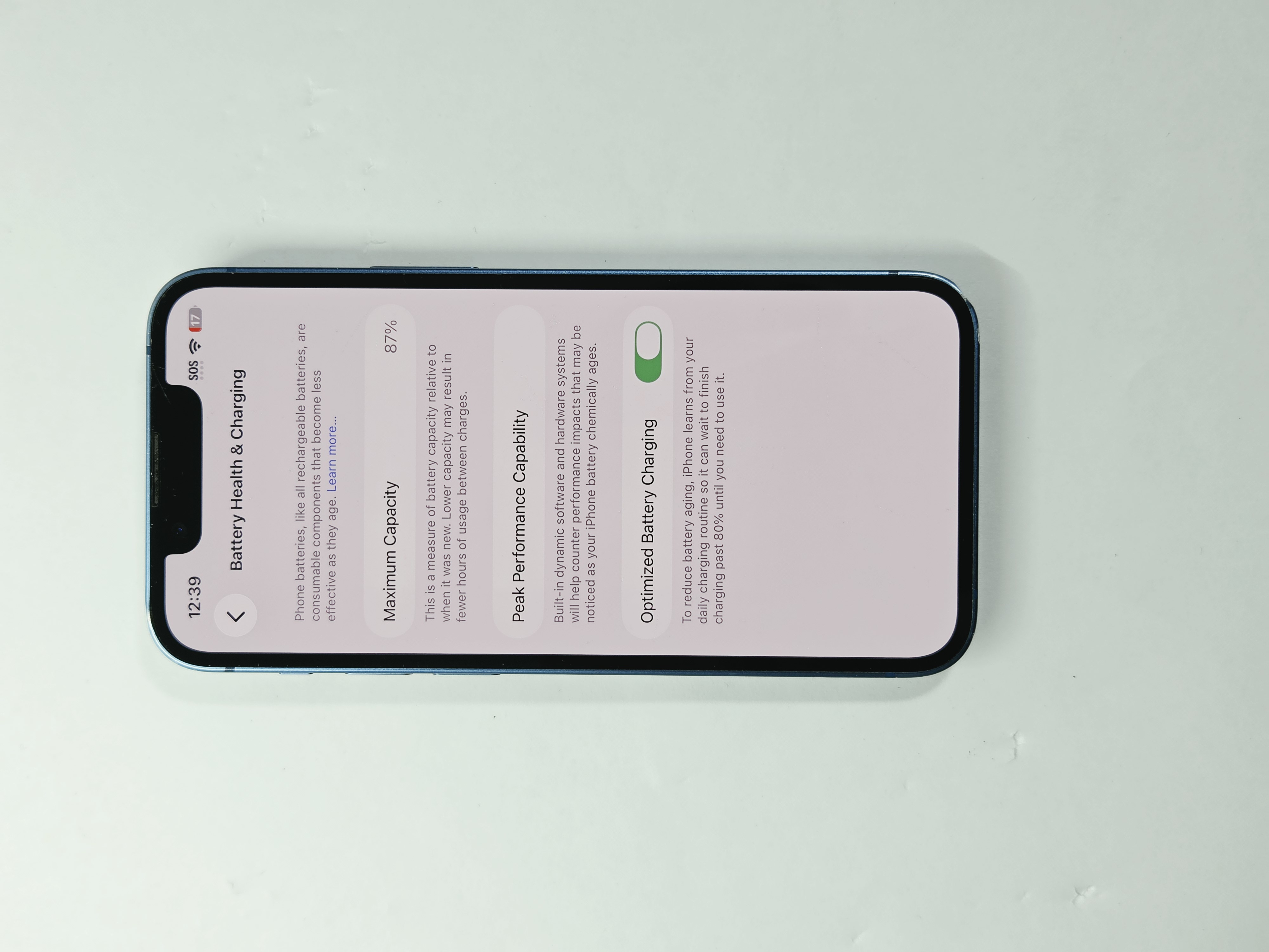 iPhone 13 mini · Blue · 128 GB · Used · Good · Battery Health: 87% — photo 3 of 4