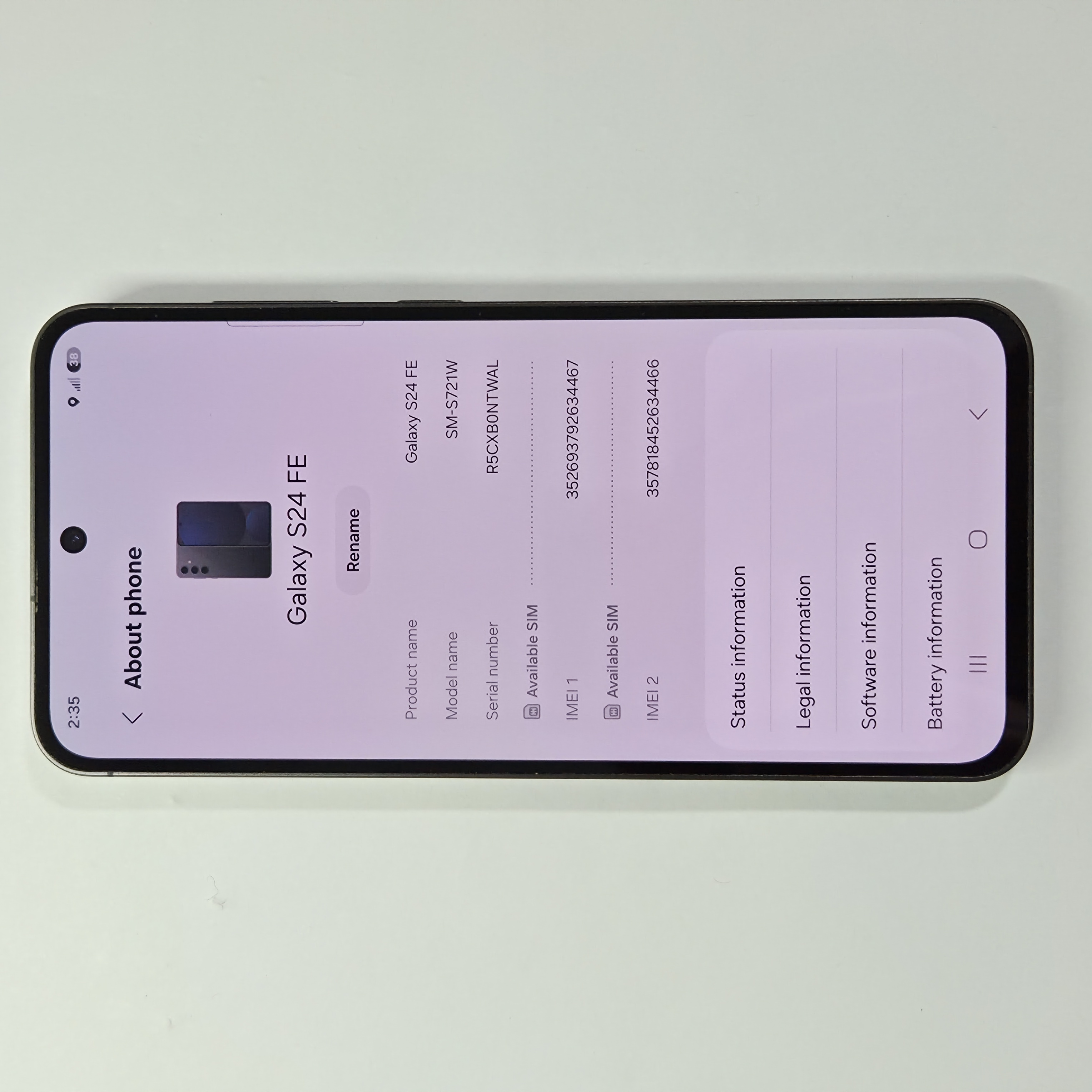 Galaxy S24 FE 5G · Black · 128GB · Used · New — photo 3 of 4